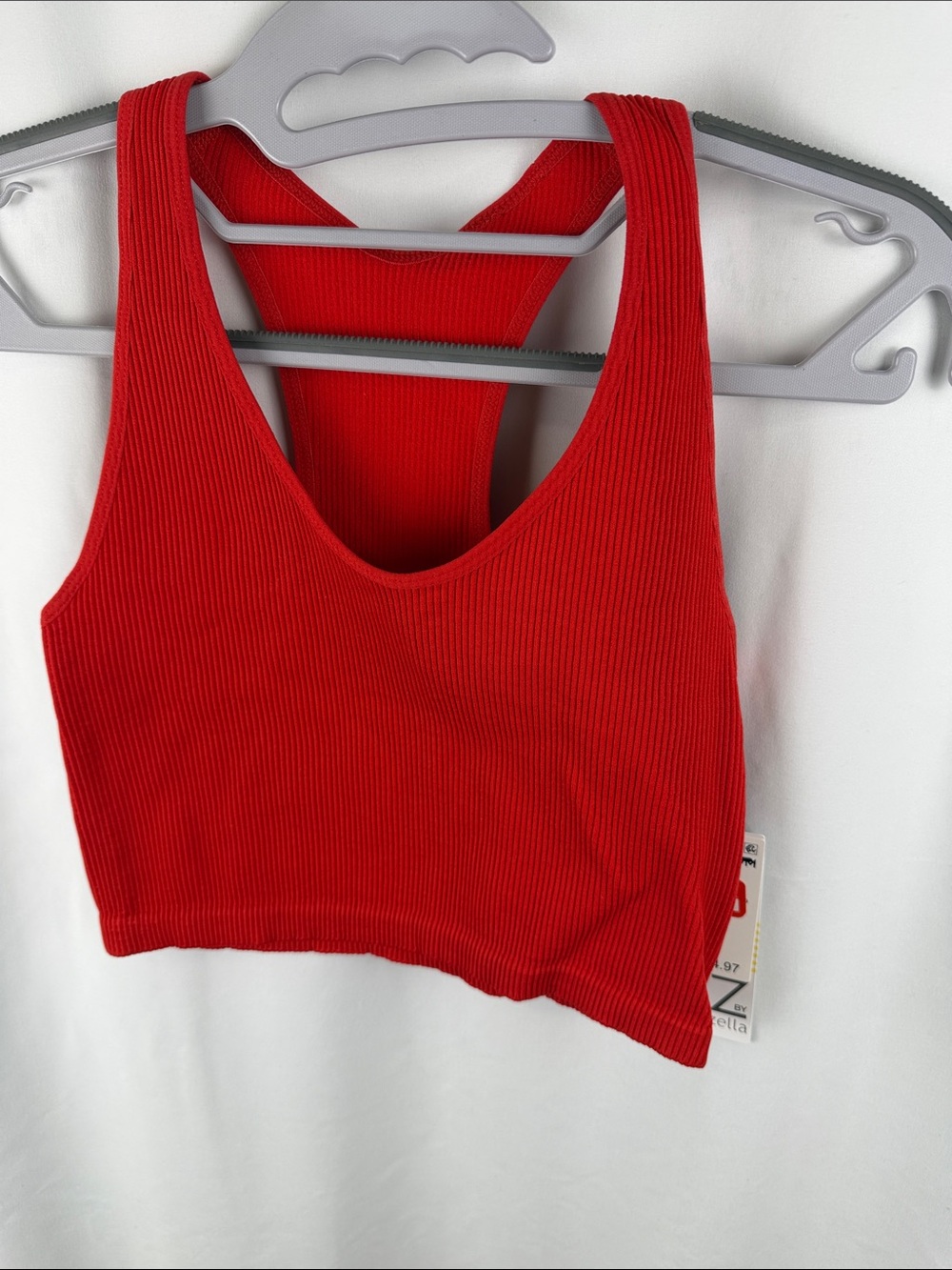 Zella Red Ribbed Racerback Sports Bra